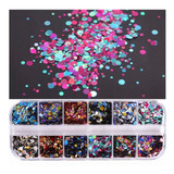 Set Confeti 12 Colores Mix, Uñas Decoracion Acrilicas