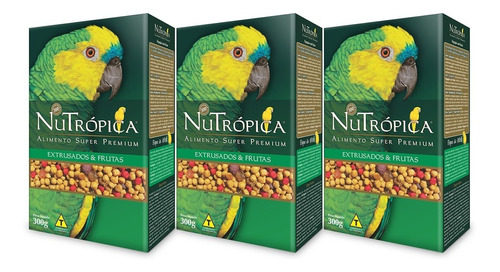 Kit Com 3 Unidades De Nutrópica Papagaios - Frutas - 300g