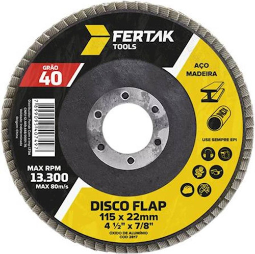10x Disco Lixa Flap Disc 4.1/2 Oxido Alumínio 40 60 80 120