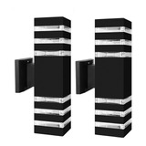 2 Apliques De Pared Doble Estilo Moderno Exterior Negro