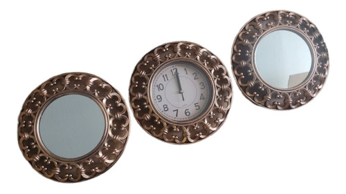 Set Reloj Elegante Con Espejos Diseño Concatenado De Pared