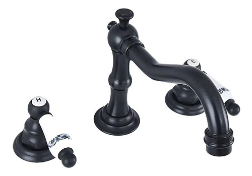 Griferia Para Baño Vintage Doble Comando Negro Mate Vanitory