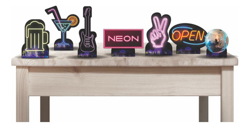 Kit Displays De Mesa Para Decoração De Festas Balada Neon