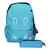 Mochila Juvenil Kawaii Con Cara De Conejo + Estuche