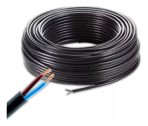 Cable Tipo Taller 2x2,5 Negro Bipolar X 10 Metros Alargues