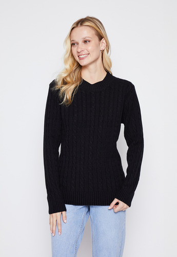 Sweater Mujer Negro Trenzas Family Shop