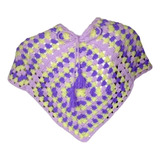 Poncho Granny Square Lila Tejido A Mano Crochet 2 A 6 Años 