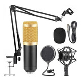 Microfone Condensador Profissional Suporte Mesa Streaming 