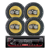 Estéreo Jvc 1 Din + 4 Bocinas Soundstream 6.5