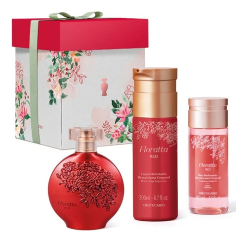 Kit Perfume Floratta Red Feminino Deo Colônia Spray 3 Unidades.