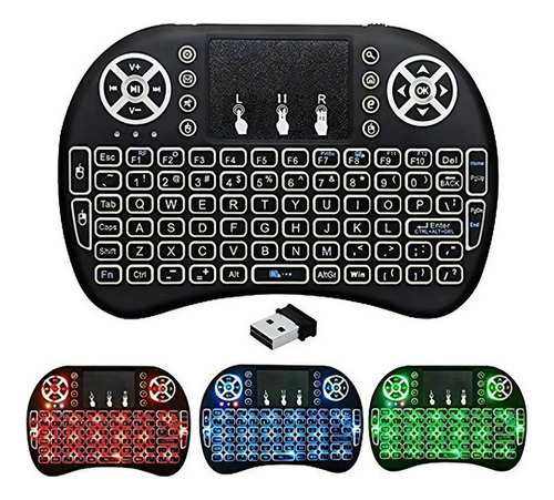 Mini Teclado Smart Tv Con Luces Inalámbrico Con Mouse Color Del Teclado Black