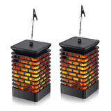 2 Faroles Solares Luces Parpadeantes De Llama Colgantes Lint