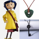 Kit Coraline Colar Chave E Colar Pedra Verde - 2 Peças