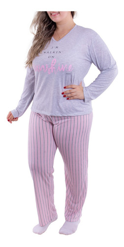 Pijama Frio Feminino Plus Size Meia Malh Pv Especial Victory