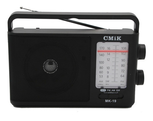 Radio Cmik A Pilas/corriente 220v Mk-19 Fm Am Sw Color Negro