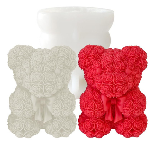 Jdh Silicone Moldes De Oso De Rosas 3d Para Velas De Jabón P