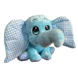 Elefante De Pelúcia Azul Com Orelha Azul 30cm Qualidade