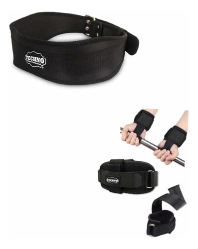 Cinturón Para Pesas + Straps Con Muñequeras Paquete Gym
