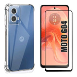 Capa Capinha + Película Vidro 3d Para Motorola Moto G04 