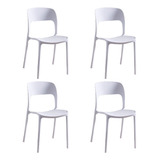 Silla Niviko Living Plastica Comedor Jardin Set X4 Apilable