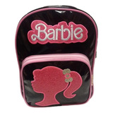 Bolsa Mochilas Barbie Infantil Juvenil De Passeio Moda Top Cor Preto Desenho Do Tecido Liso Em Verniz