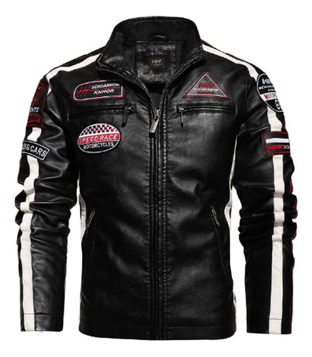 Chaqueta De Cuero Hombre Casual Motociclista Rompevientos