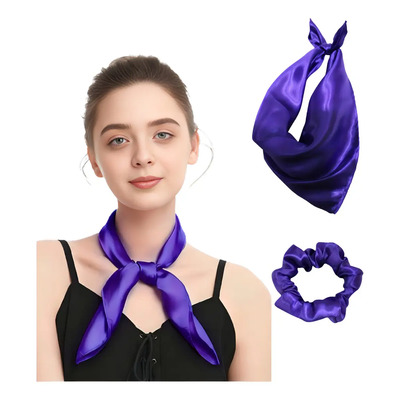 Mascada Satin Pañuelo Color Sólido Lizo Para Mujer Picky Color Morado Diseño De La Tela Satinado Talla Unitalla
