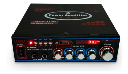Amplificador 300w X 2 Usb Sd Mp3 Fm Entrada 2 Mic. C/ Remoto