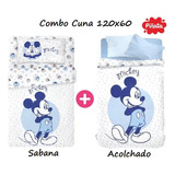 Combo Sabanas + Acolchado Cuna 120x60cm Minnie Mickey Piñata