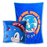 Manta Com Almofada Sonic The Hedgehog 100% Poliéster