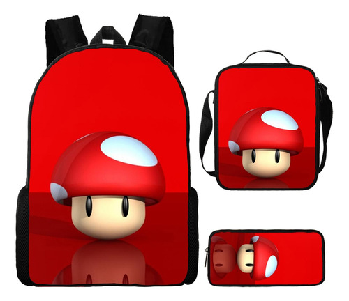 Mochila Escolar 3pcs, Juego Nintendo Super Mario, Mochila Temática Mario Bros.