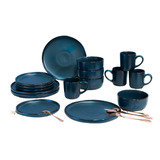 Vajilla De Lujo Azul Mate Para 4 Personas 16pz Scandi Home