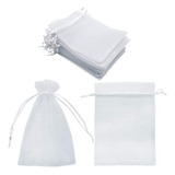 10 Bolsas Organza Tela Blanca 10x15 Cm.