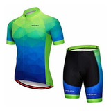 Men Cycling Jersey Set Bike Short Sleeve Shirt Tops+5d Padde