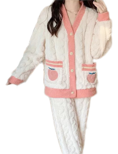 Pijama Peaches Kawaii Invierno Polar Soft Importado Abrigado