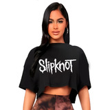 Polera Crop Top Mujer Slipknot Banda Metal Oversize Grafimax