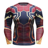 Playera Compresión Gym Spiderman Iron Spider Manga Larga