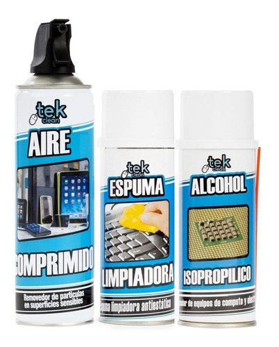 Kit De Aire+espuma+alcohol Tekclean (1 Unidad C/u)