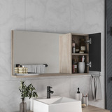 Espelho Banheiro - Espelheira Com Armário 80cm Moldura Madeirado_preto