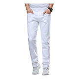 Jeans Blancos Clásicos De Corte Regular Para Hombre Business