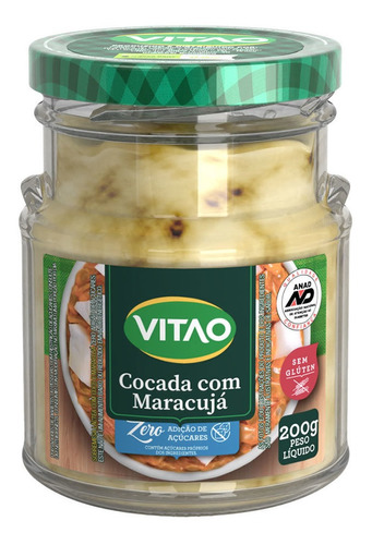 Cocada Com Maracujá Zero Açúcar 200g - Vitao
