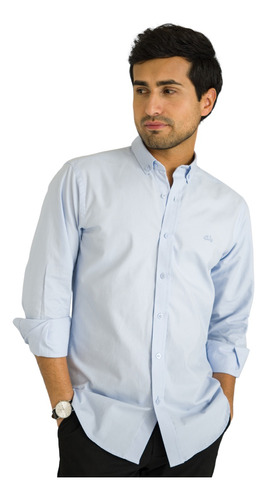 Camisa Oxford Hombre Azul Clara