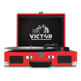 Tornamesa Victor Audio Victor Audio Rojo Con Bluetooth 110v/220v