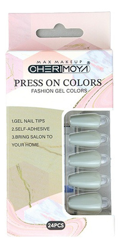 Press On Nail Tip Forma Coffin Color Gris  Cherimoya