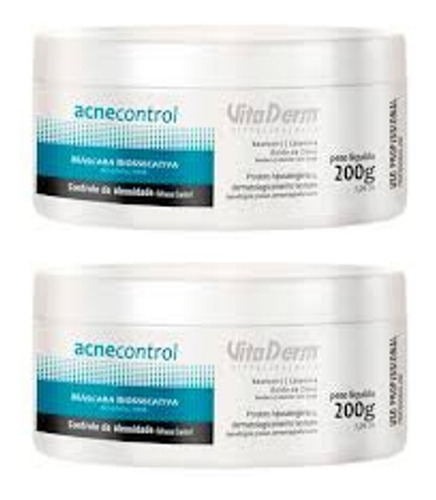 2 Máscaras Bio Secativa Vita Derm (2x200g) Pele Oleosa Acne