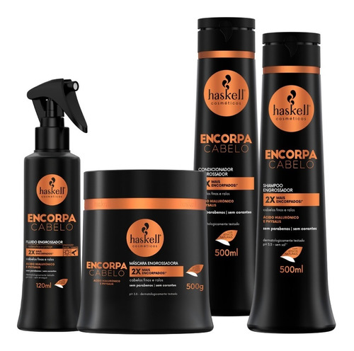 Kit Haskell Encorpa Cabelo Sh Cond Mascara E Fluido 500ml