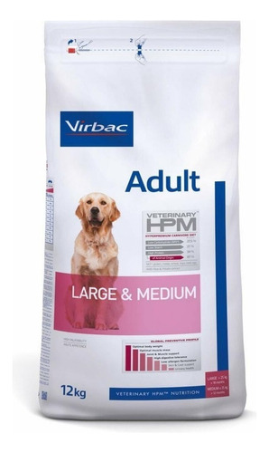 Alimento Virbac Veterinary Hpm Large & Medium Para Perro Adulto De Raza  Mediana Y Grande Sabor Mix En Bolsa De 12kg