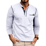 2024 Europe And America Camisa Henley Para Hombre