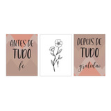 3 Quadros Abstrato Love Rose Decorativo Sala Quarto Casal