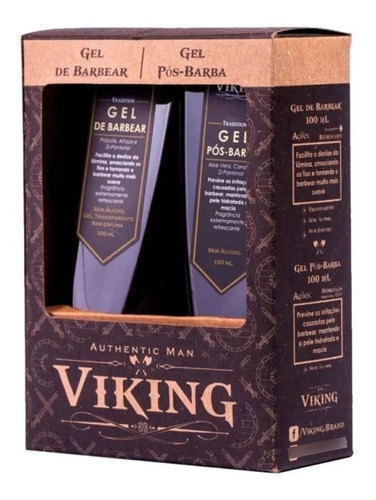 Kit Gel De Barbear Incolor E Gel Pós Barba Tradition Viking